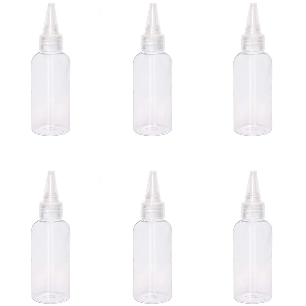 Lasenersm 6 Pieces Plastic Squeeze Bottles 50Ml Small Squeeze Bottles Plastic Bottles Applicator Mini Empty Squirt Bottle With T