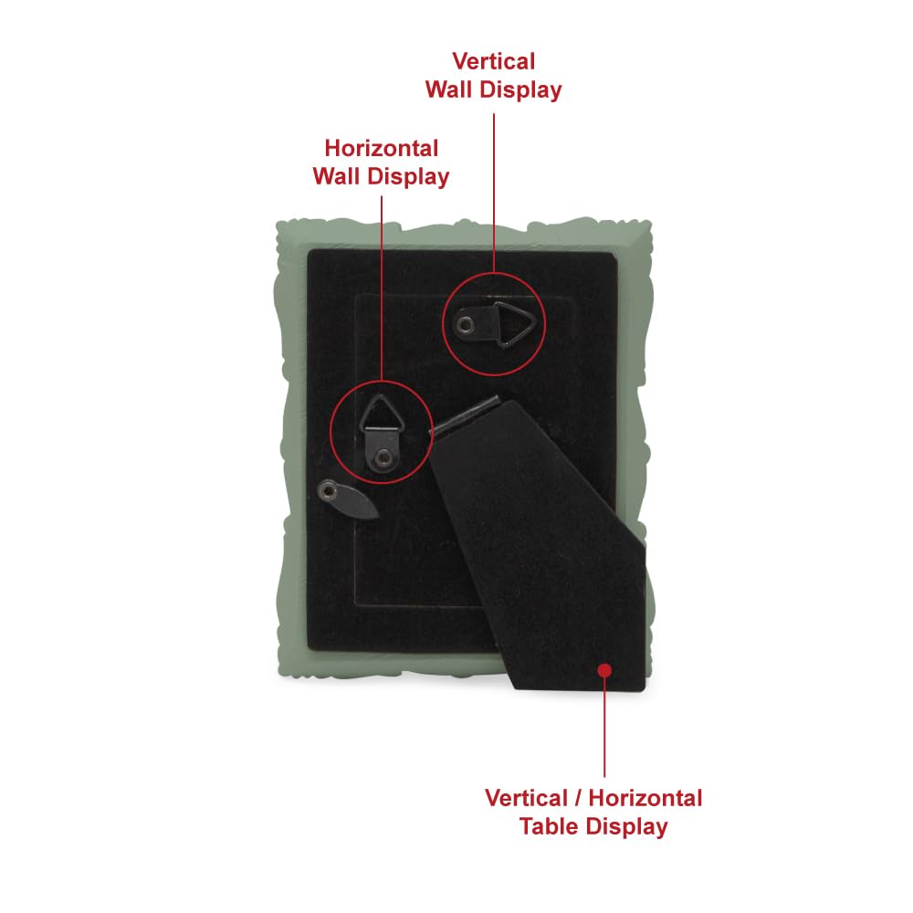Laura Ashley 2x3 Matt Rosemary Ornate Textured Hand-Crafted Resin Picture Frame with Easel, for Tabletop & Wall Display, Decorat
