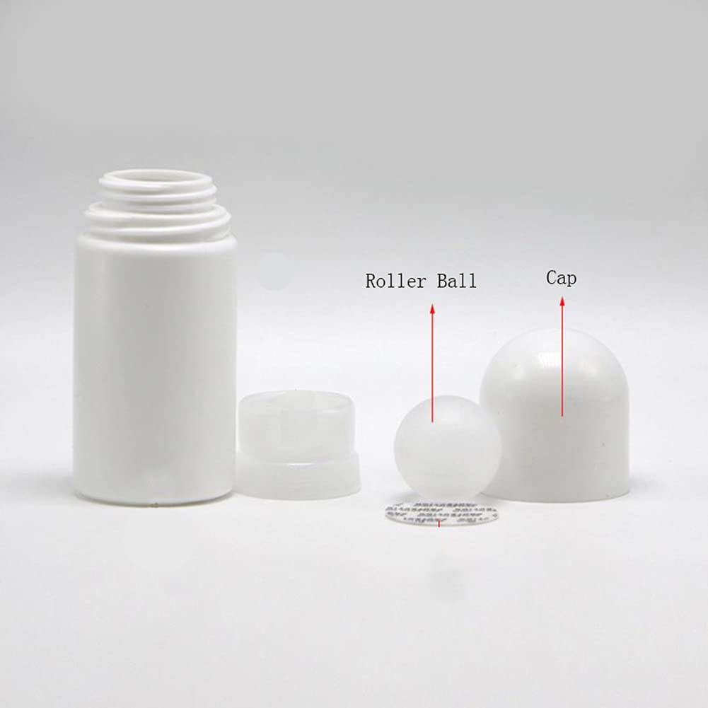 4Pcs (50Ml / 1.69Oz) White Roller Bottle Empty Plastic Body With Roller Diy Roll-On Deodorant Bottles