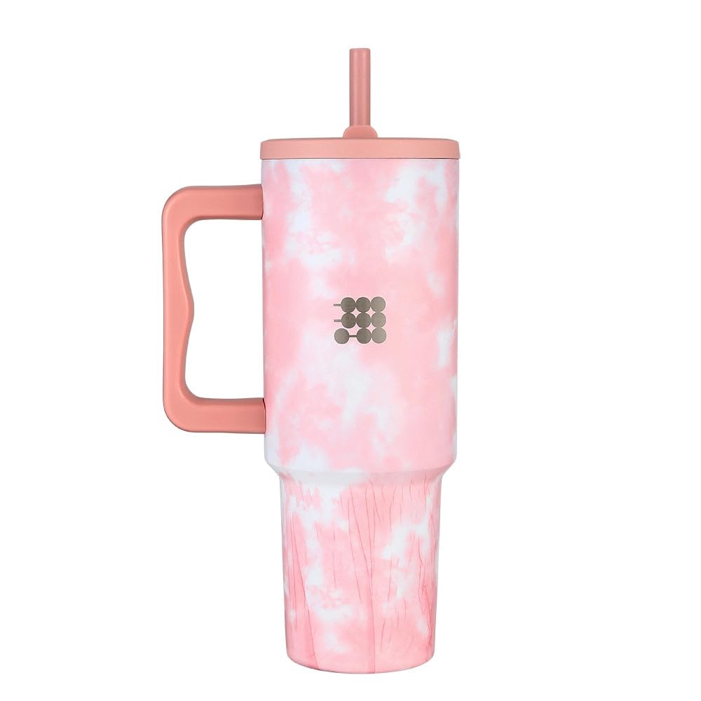 Cubitt SpillFree Tumbler 40 oz, Insulated Thermo Cup  Light Pink Tie Dye