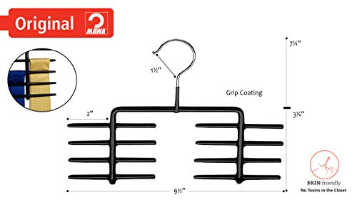 Mawa by Reston Lloyd Non-Slip Space Saving Butler Tie Hanger  Style KR  Set of 2  Black