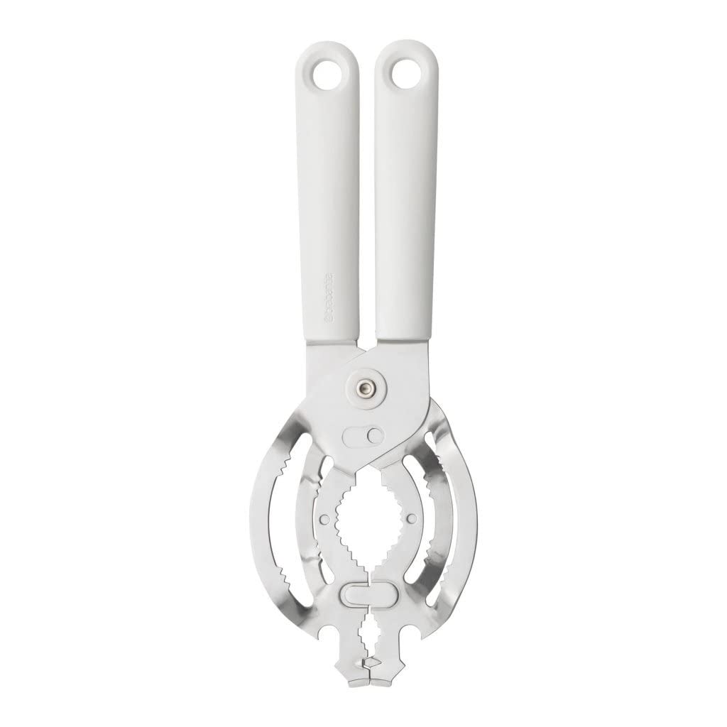 Brabantia Tasty+ Universal can  Jar  Bottle Opener (Light grey) Easy to use  Unscrews Small or Large caps  Tops Lids