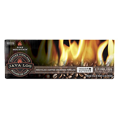 Pine Mountain Java Log, Recycled Coffee Grounds 4-Hour Firelog Long Burning Firelog For Campfire, Fireplace, Fire Pit, Indoor &