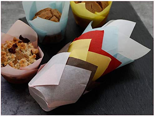200 Pcs Tulip Cupcake Liner Baking Cups Paper Cupcake And Muffin Baking Cups For Baby Showers,Weddings, Birthdays, Colourful And