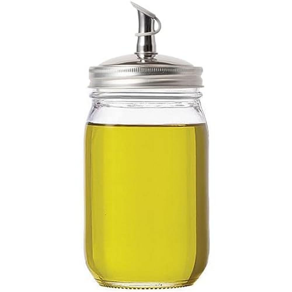Jarware Stainless Steel Oil Cruet Lid, Regular Mouth Mason Jar Spout Lid