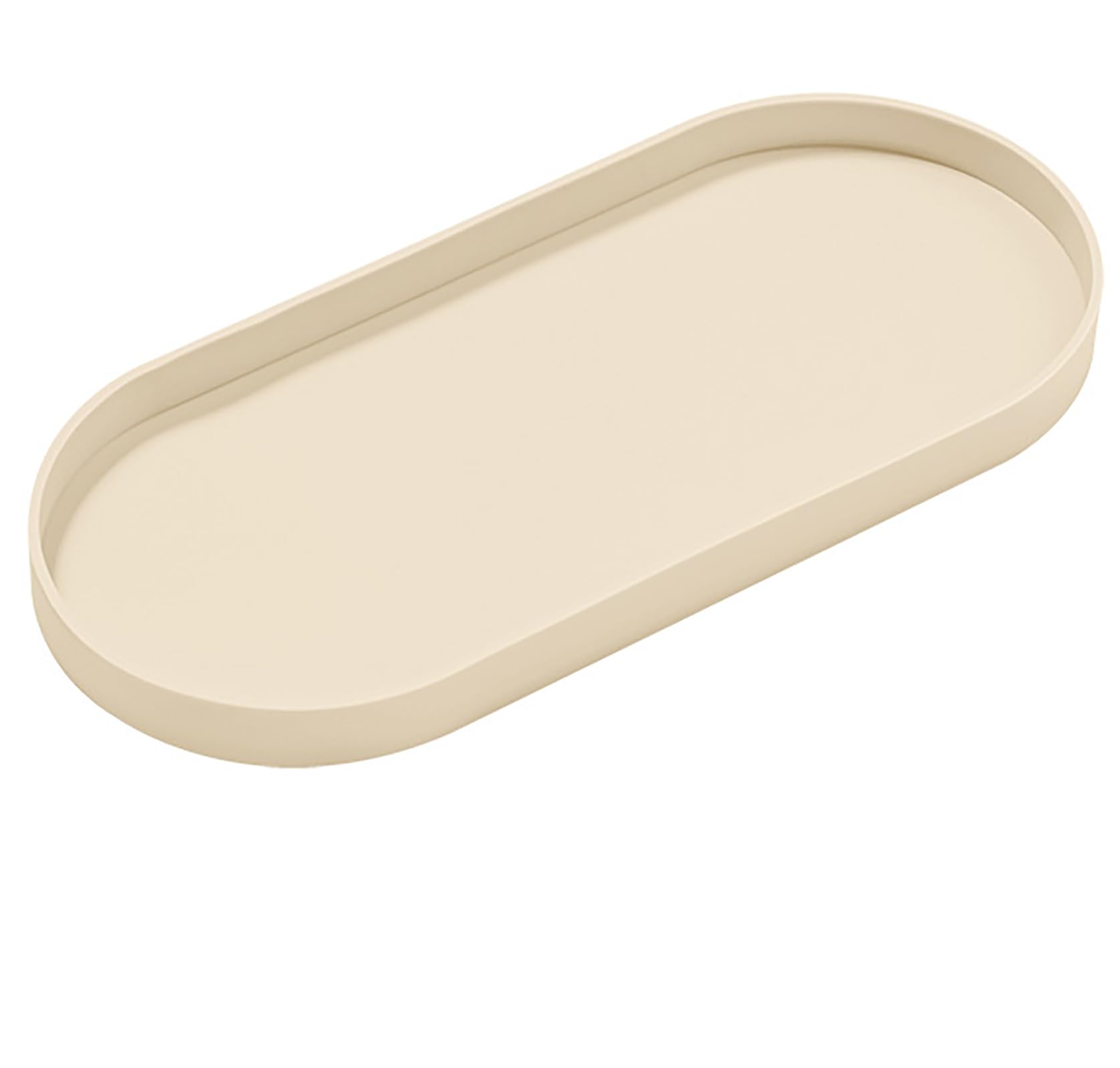 Silicone Trinket Tray Oval, 8.6 Inch X 3.8 Inch Beige Serving Trays Towel Storage Dish Plate Tea Fruit Trays Jewelry Plate Decor