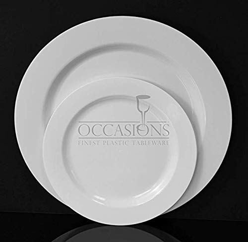 ' Occasions '' 120 Plates Pack, Heavyweight Disposable Wedding Party Plastic Plates (6.25'' Dessert/Bread Plate, Plain White)