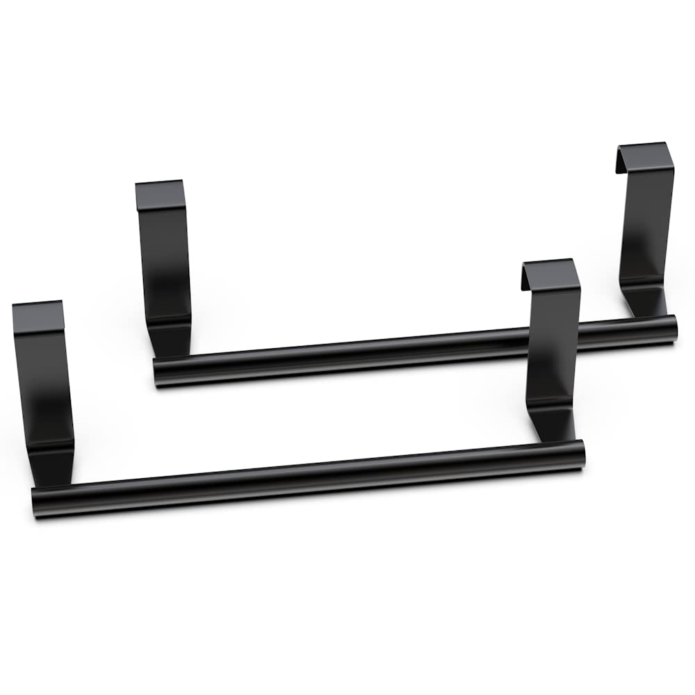 Kitchen Cabinet Towel Holder, 9'' Professional Over Cabinet Towel Bar Rank, Universal Fit On Cupboard Doors, 2 Pack Cool Bright