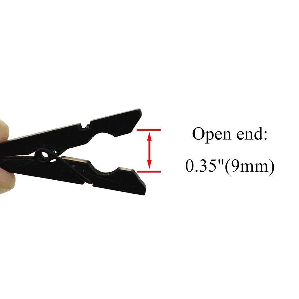 HAHIYO Black Wooden Clothes Pins Clothespins Small Do NOT Fall Apart 1.38 inches Length 50 Pack Sturdy Strong Springs No Rust No Discoloration for Laundry Bathroom DIY Craft Photos Food Opened Bags