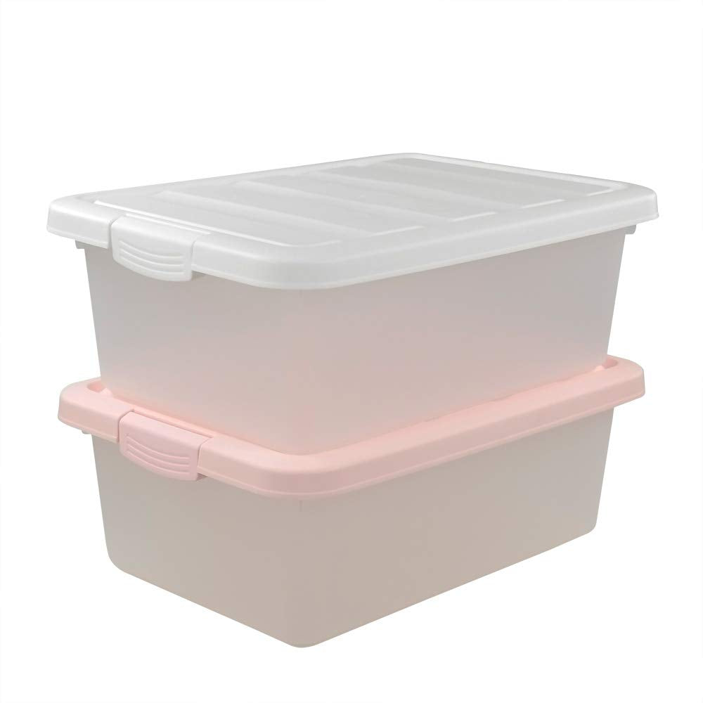 Yubine 2 Packs Plastic Storage Bin With Lid, 14 Quart Latching Tote Box, F