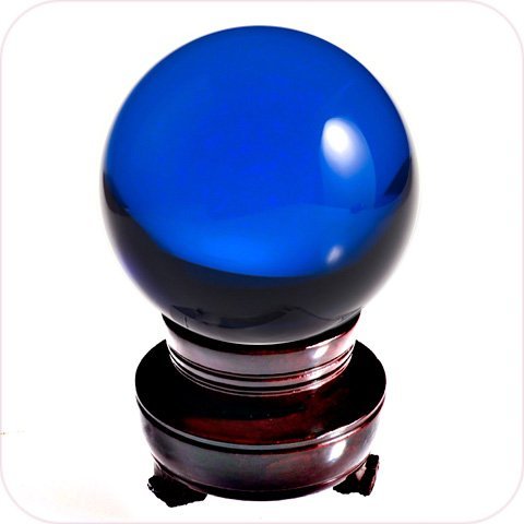 Amlong Crystal Meditation Divnation Sphere Feng Shui Crystal Ball, Lensball, Decorative Ball with Wooden Stand and Gift Box, Blu