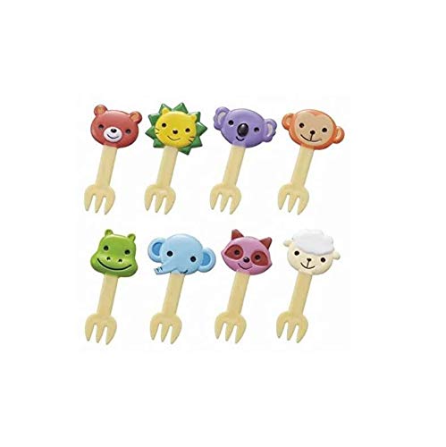 Tonune Mama'S Assist Lunch Box Accessories Bento Decoration Japanese Food Fork Picks Lunch Cute Animal Set Of 8 Pieces (Bear, Li