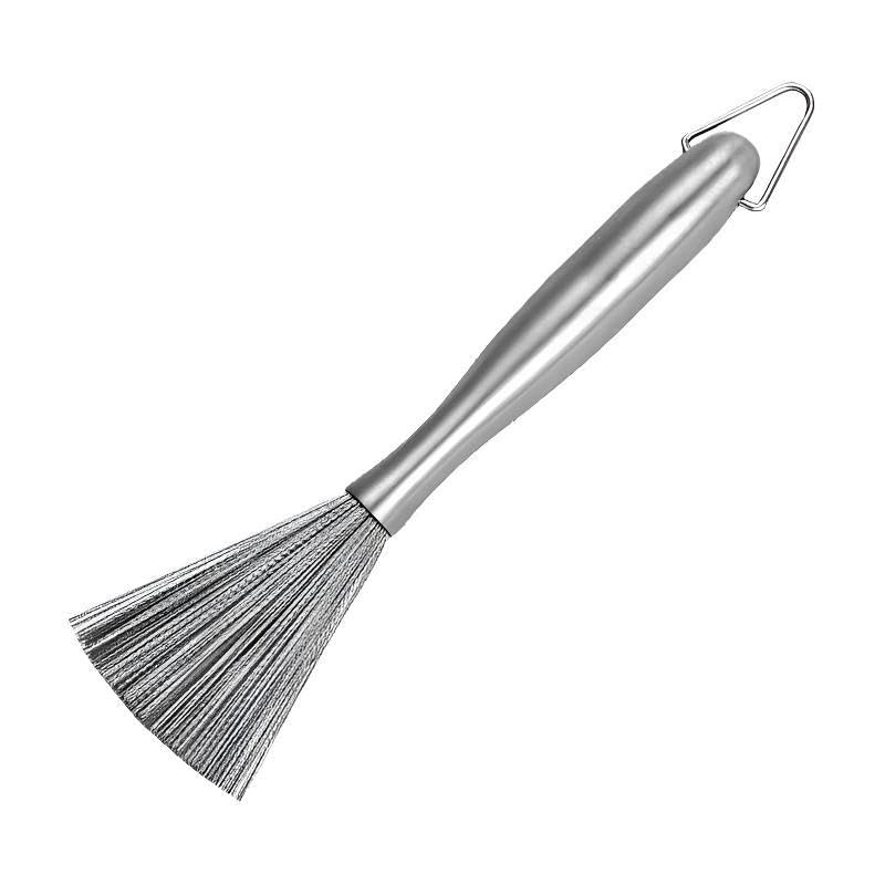 Kacheeg Cookware Scrubber Brush Flexible Stainless Steel Cleaning Brush With Solid Wood Long Handle | Dishwashing Scrubber For P