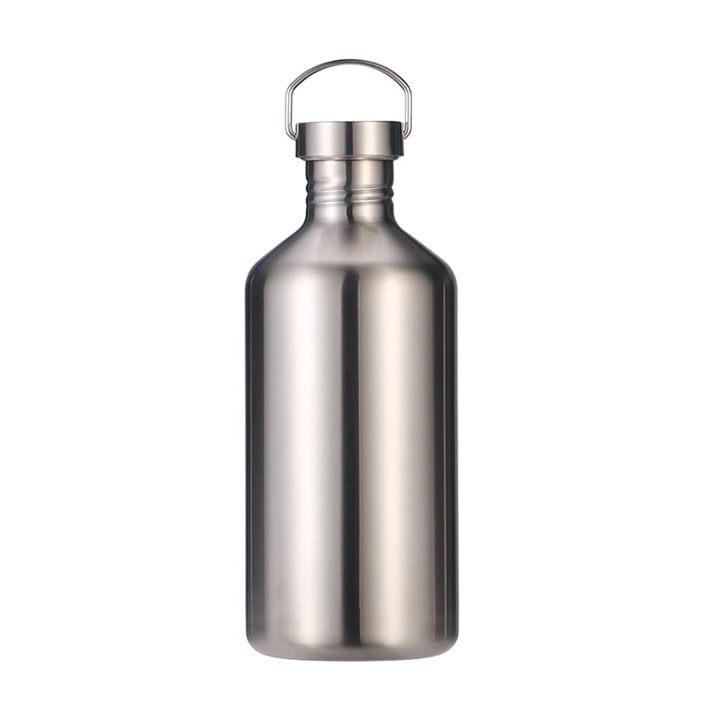 Stainless Steel Water Bottle Single Wall Metal Bottle Large Camping Water Cup with Handle Wide Mouth Leak Proof Lightweight Spor