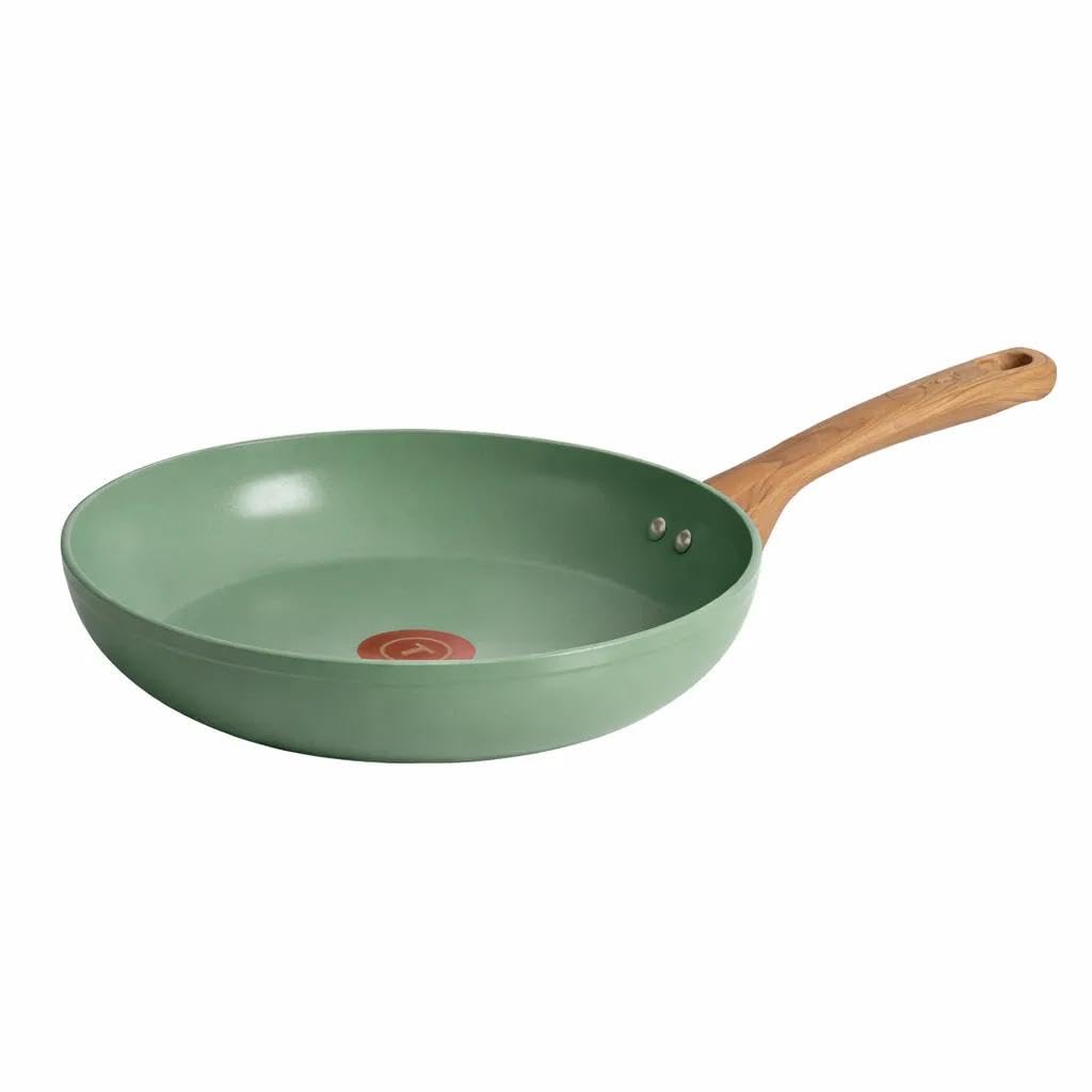 TFal Revive Ceramic Nonstick Frying Pan 12 Inch Skillet, Oven Safe to 350F, StayCool Handle, Kitchen Pots and Pans, Green Gran
