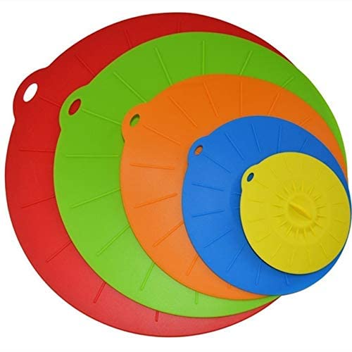 Ubersweet 5Pcs Silicone Food Pot Lids Food Saver Pots Covers Silicone Fresh Cover Suction Lids for Bowls Cups Containers