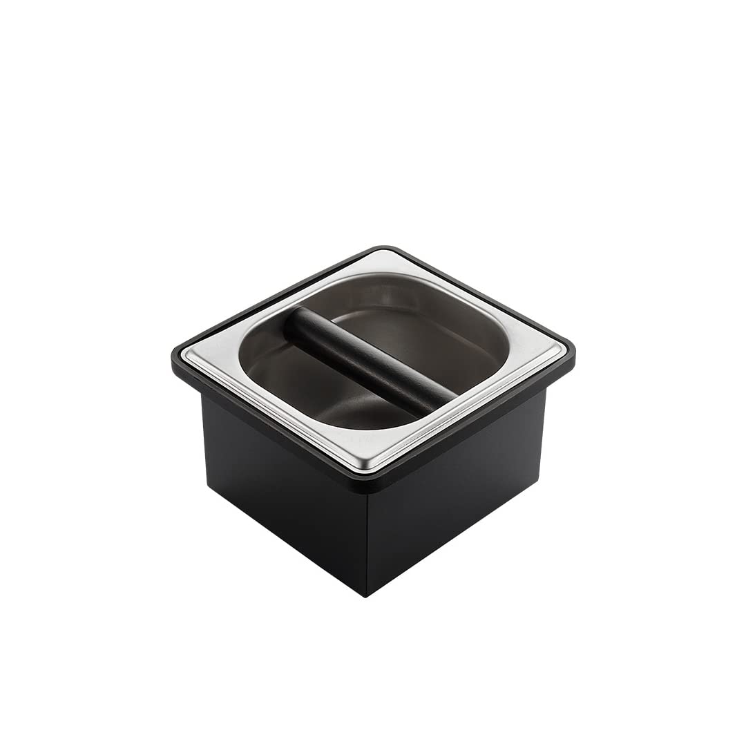 Coffee Knock Box, Stainless Steel Dump Bin Espresso Knock Box For Coffee Grounds With Removable Non-Slip Base Shock-Absorbent Fo