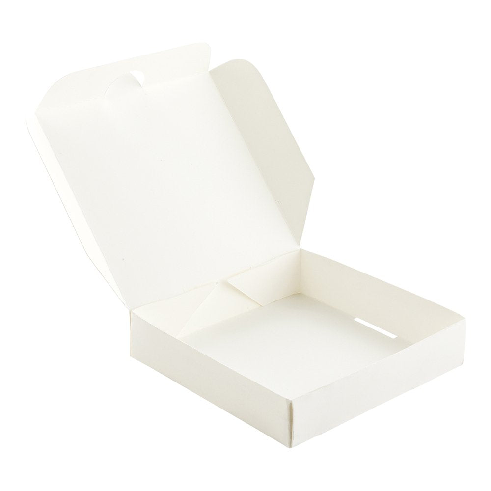Restaurantware 3.5 x 3.5 x 0.8 Inch Pizza Boxes  100 Disposable Small Pizza Boxes - Durable  Locks In Pizzas  Cookies  Or Party Favors  White Paper Tiny Pizza Boxes  For Take Out  Or Catering