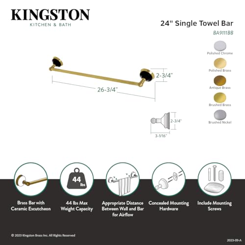Kingston Brass BA9111BN Water Onyx 24 in. Towel Bar  Brushed Nickel