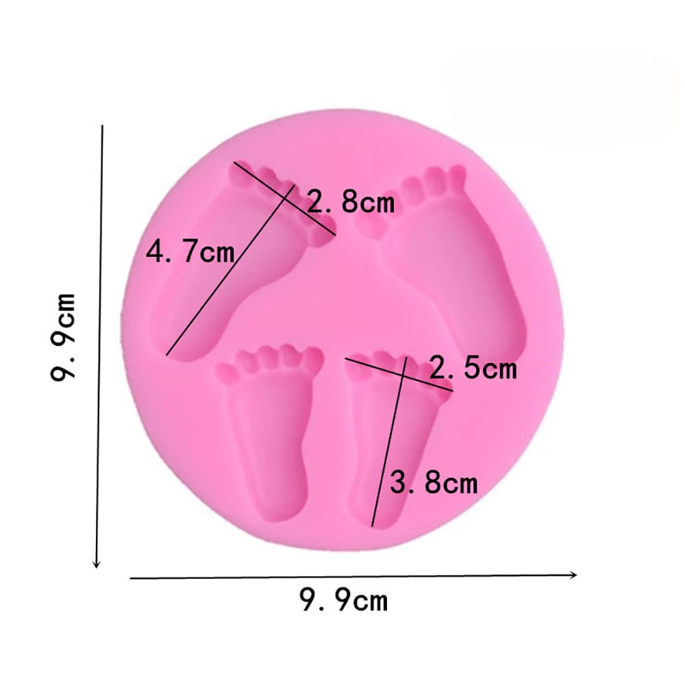 2Pcs Pretty Baby Feet Silicone Molds For Christening Baby Shower Fondant Candy Making Chocolate Baby Foot Print Mold Desserts Ic