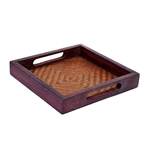 Kadam Haat Handmade Bamboo Rectangular Serving Tray With Handles, Glasses Plate, Tea/Drink Platter, Dinner Serving, Snack Tray |