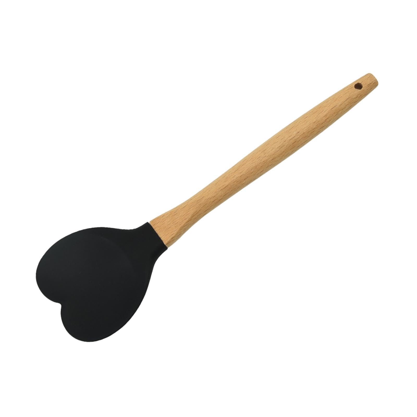 Ujeavette Silicone Spatula Easy Clean Kitchen Utensil Spoon For Baking Cooking Kitchen Black
