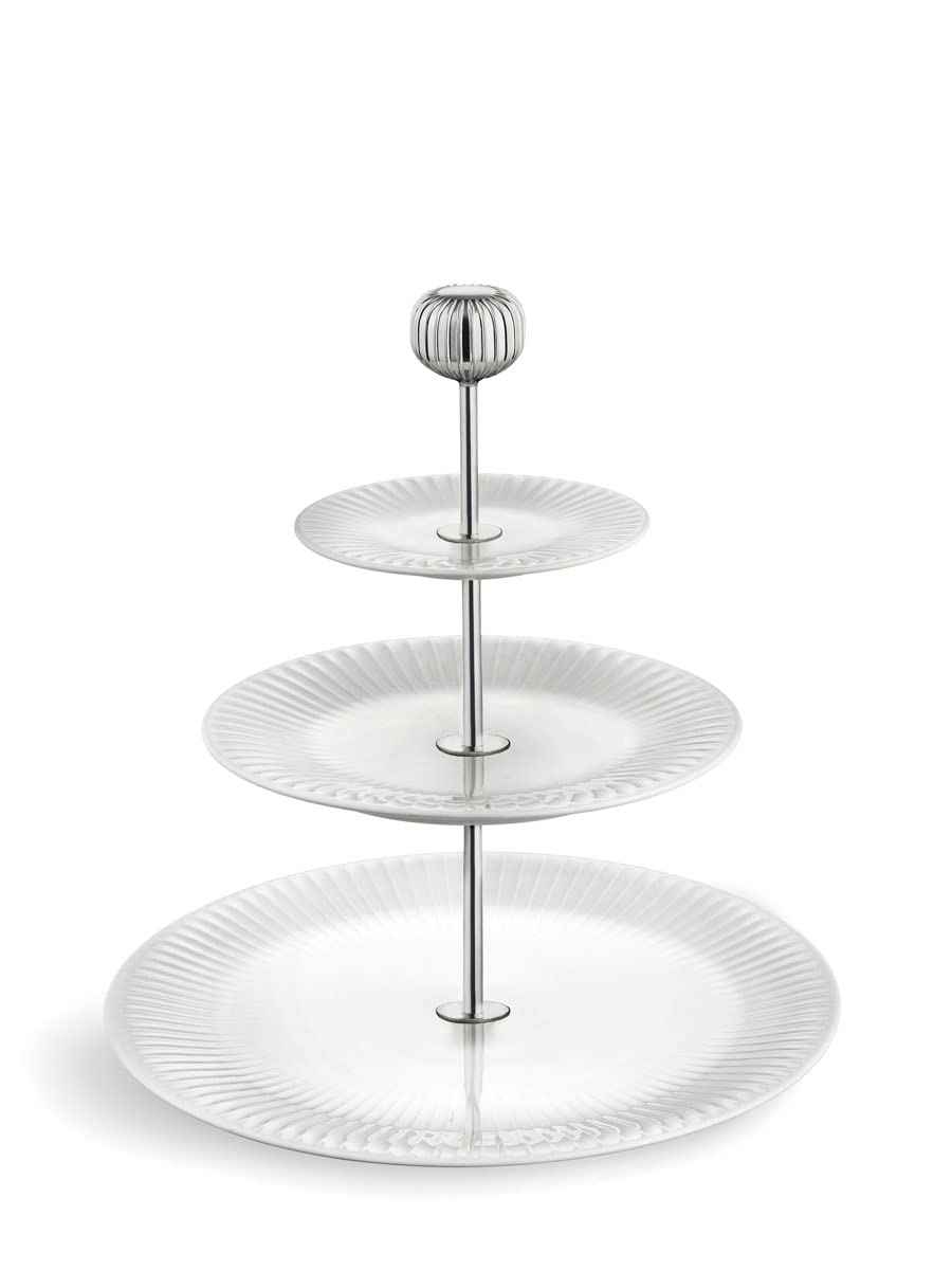 Kahler Hammershoi Cake Stand | Three-Tier White Porcelain | 11 Inch