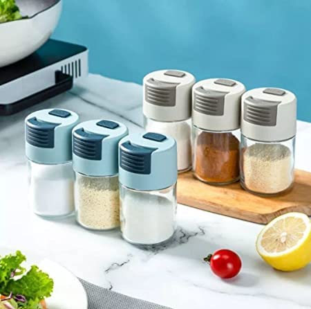 Hkj House Wide Spice Jar Set Glass Storage Jar Set Of 6 100 Ml Each Assorted