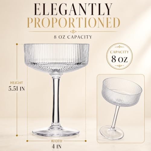 Barcelona Acrylic Champagne Coupe Cocktail Glassware, Set of 2