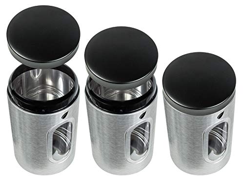 Saf-Care Design Canister Kitchen Cabinet Food Storage Containers, Pack Of 3 Stainless