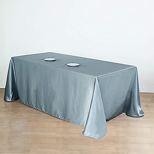 90X132 Inch Dusty Blue Satin Rectangle Tablecloth Table Cover Linens For Wedding Table Cloth Reception Events Kitchen Diningf
