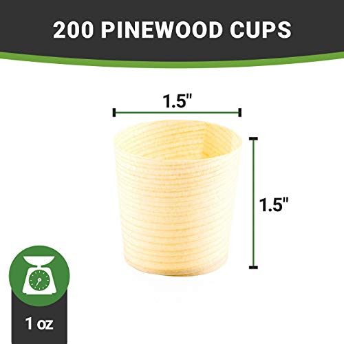 Restaurantware 1 Ounce Appetizer Cups 200 Disposable Mini Tasting Cups - Durable Sustainable Shaved Pinewood Dessert Cups For Ca