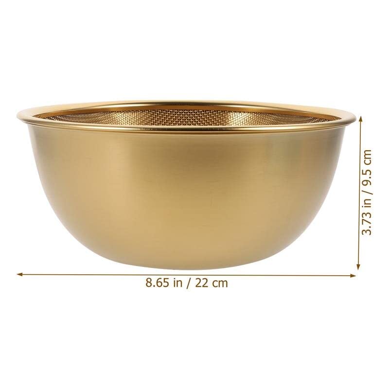 Multi-Functional Stainless Steel Rice Washing Bowl - Gold Kitchen Strainer For Rice, Vegetables & Fruit - Durable And Elegant De