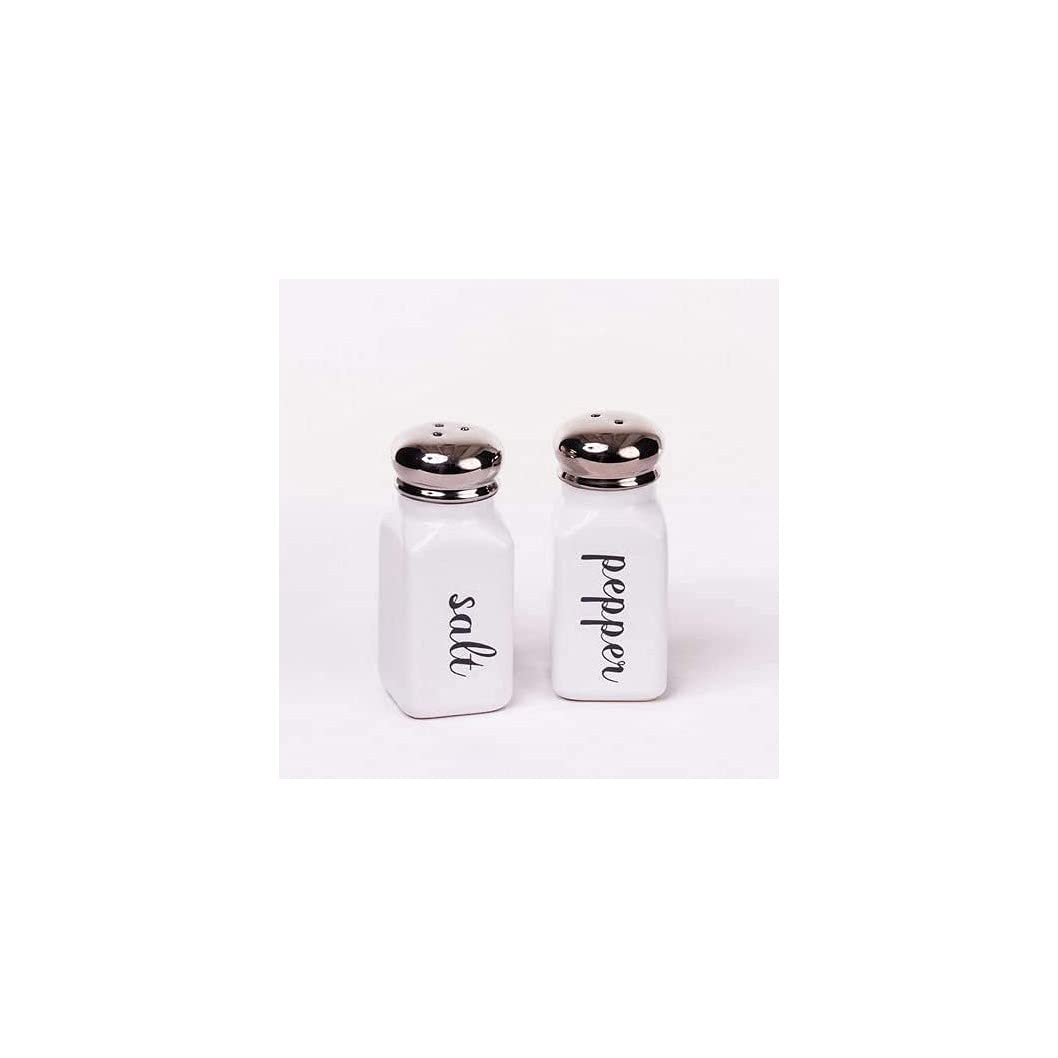 Black and White Ceramic Salt & Pepper Shaker Set - Classic Vintage Style