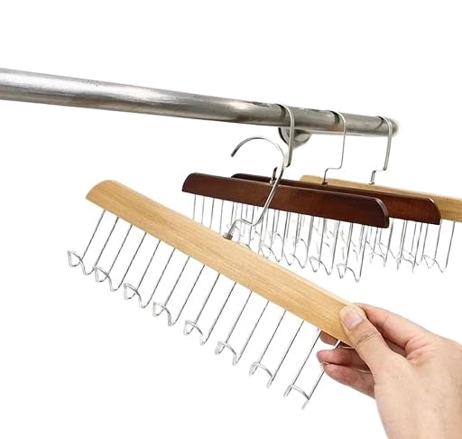 Barhary 8 Hanger Hooks, Scarf And Bra Organiser, Wooden Hangers For Wardrobe Multipurpose Cloth Hanger Belt Hangers For Wardrobe