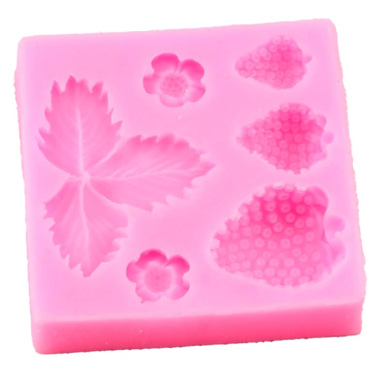 2 Pcs 3D Strawberry And Flowers Silicone Mold For Diy Chocolate Gum Paste Handmade Ice Cream Crystal Cupcake Cake Topper Decor I