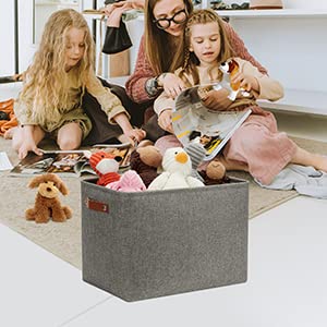 Dullemelo Grey Storage Baskets For Organizing 2 Pack 16''X12''X12'' Fabric Shelf Baskets For Gifts Empty Large Storage Organizer