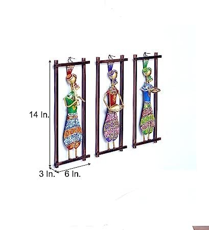 Desert Art Iron Set Of 3 Musician Wall Hanging In Multicolour