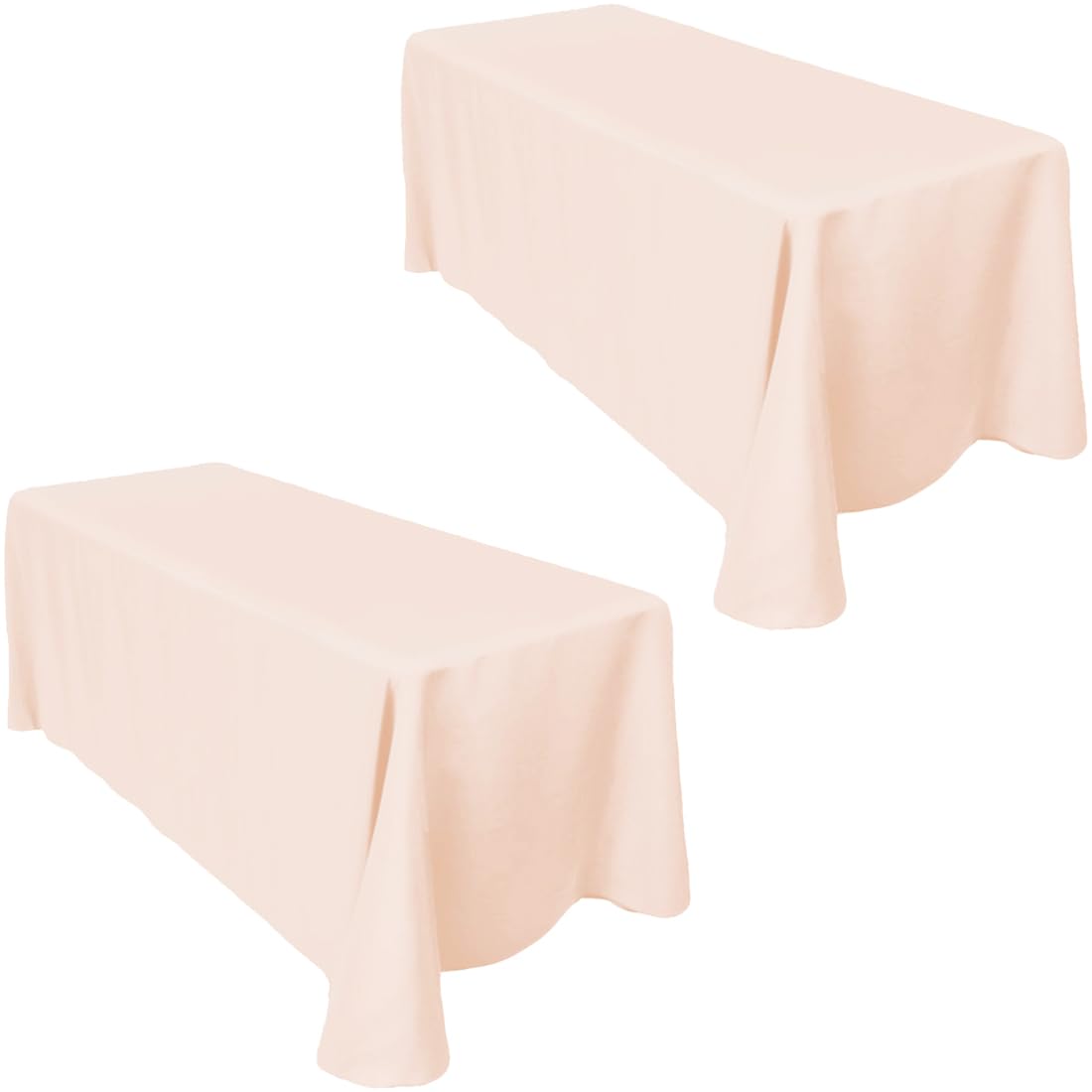 Ltc Linens 2-Pack Rectangular Tablecloths 90 In X 132 In With Rounded Corners - Peach Table Cloths For 6 Ft Rectangle Tables Flo