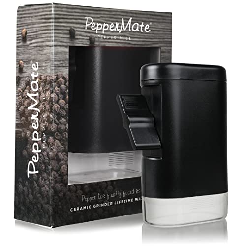 Refillable Sea Salt And Pepper Grinder - Traditional Ceramic Peppercorn Grinder, Pepper Mill By Peppermate (Black)