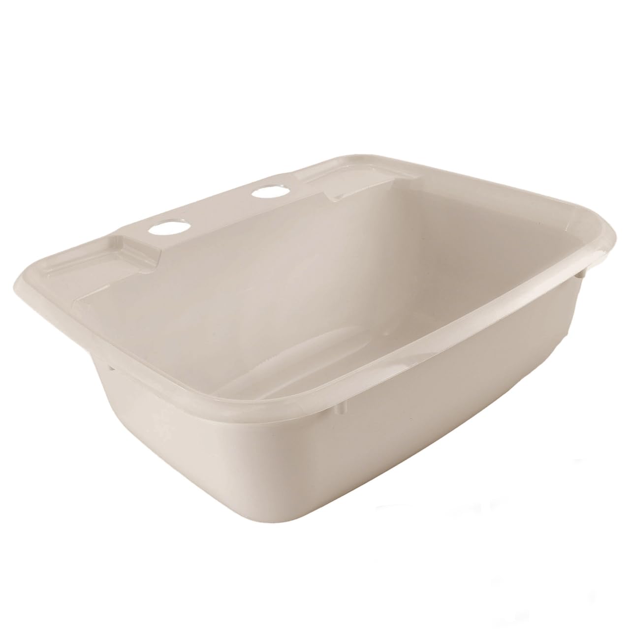 RecPro Rectangle RV Bathroom Sink - Single Bowl Plastic Lavatory Sink, Tan, Model 20056