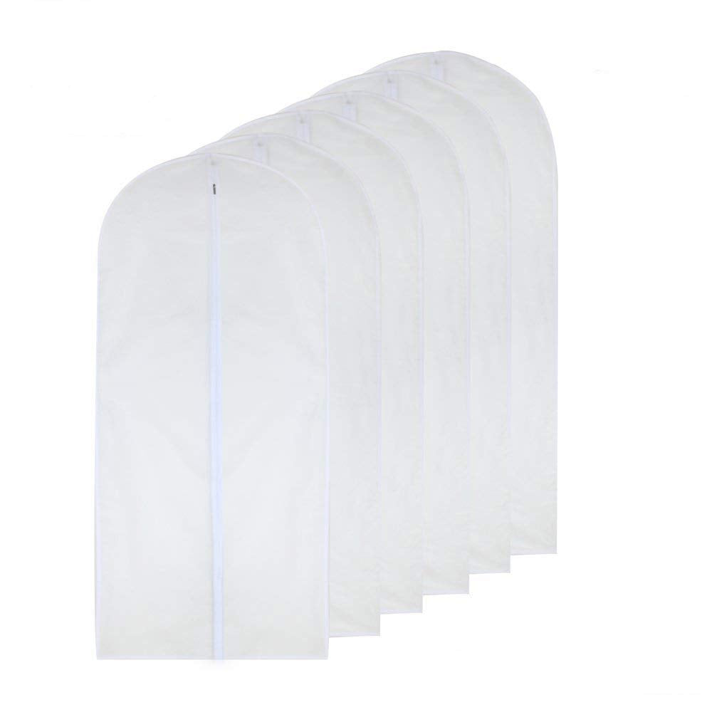 garment Bag clear 24 x 40 Suit Bag Moth Proof garment Bags White Breathable Full Zipper Dust cover for Suit Dance clothes closet Pack of 6