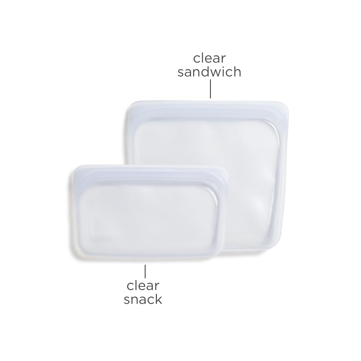 Stasher Premium Silicone Reusable Food Storage Bags, 2-Pack, Clear | Multi-Use Food Storage Bags, Lunch Bag, Travel Containers |