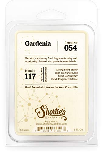 Shortie's Candle Company Pure Gardenia Wax Melts - Formula 117-1 Highly Scented 3 Oz. Bar - Made with Essential & Natural Oils -