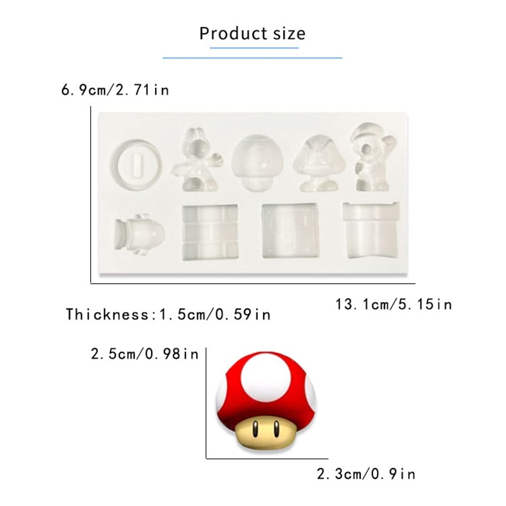 Inku 9-Cavity Super Mario Fondant Molds Silicone Candy Mold, Baking Cake Decorating Mold Tools For Cupcake Chocolate, Ice Cube &
