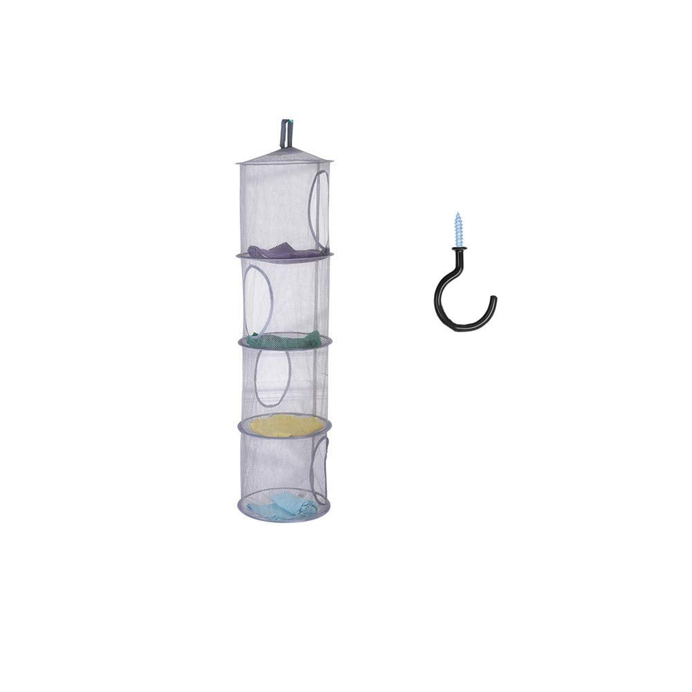 4 Tier Storage Organizer,43 1/2 X12 Inch Hanging Mesh Storage Basket With 2 Inch Screw-In Hooks,Folding Basket For Toys Or Store