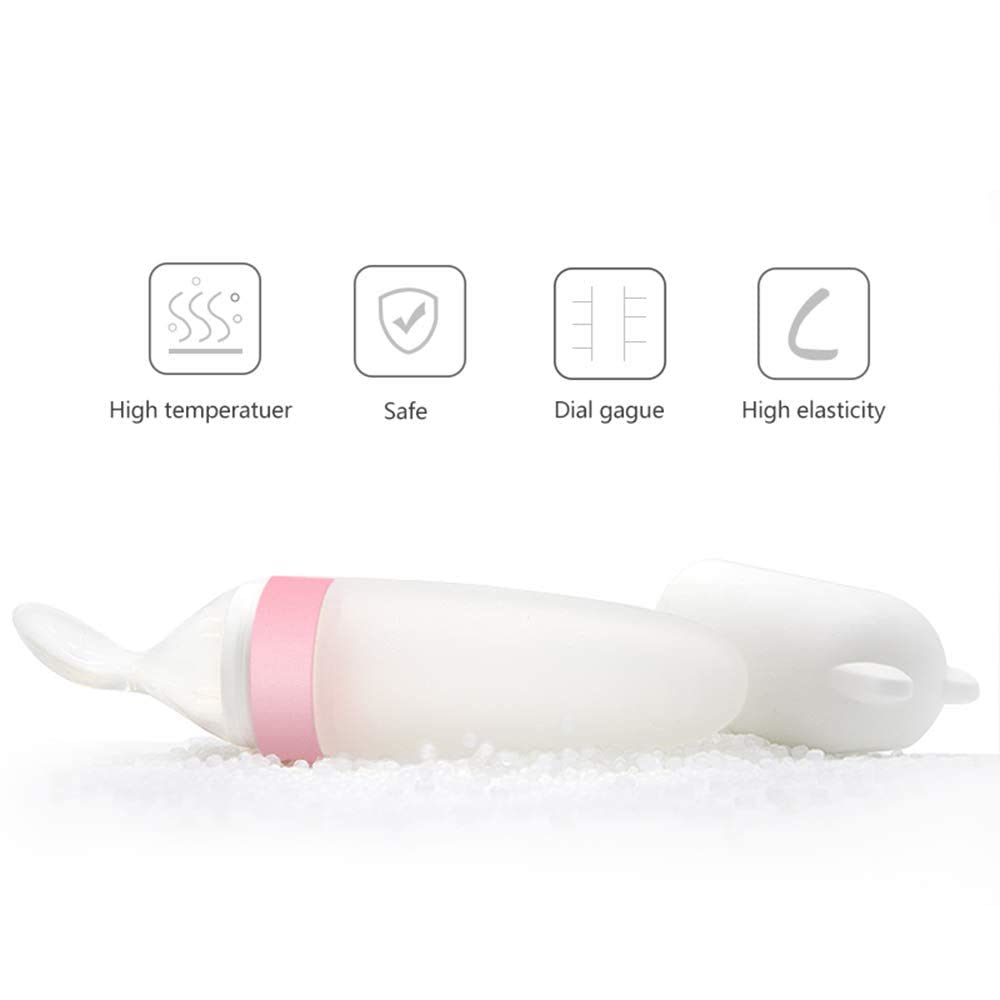 Burabi Silicone Squeeze Feeding Spoon  Baby Food Dispensing Spoon With Dust Cover  BPA Free