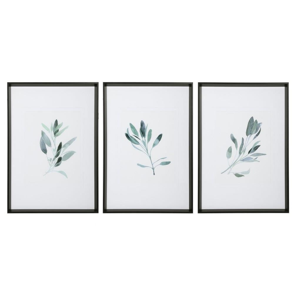 Uttermost Simple Sage Watercolor Prints, Set/3, Multicolor, (33723)