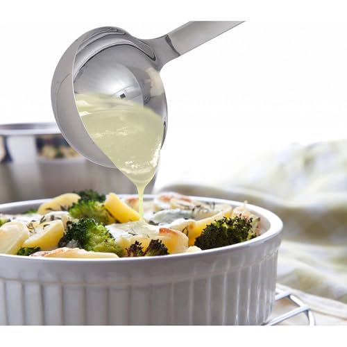 Hic Single-Piece Kitchen And Soup Ladle, 18/8 Stainless Steel, 10.75-Inch, 1-Ounce Capacity