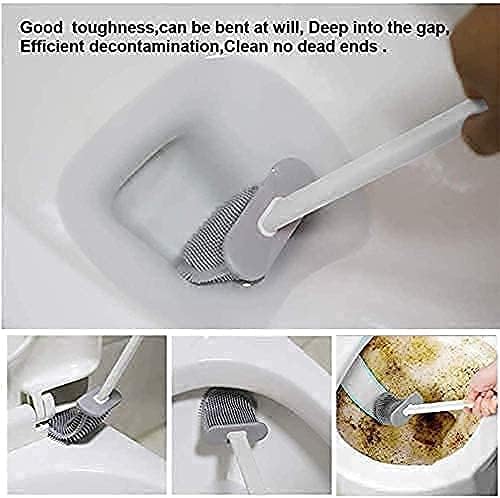 Figment Silicone Water Drop Toilet Brush and Holder Set, Wall Mounted Deep Cleaning Toilet Bowl Brush for Bathroom Toilet Brush